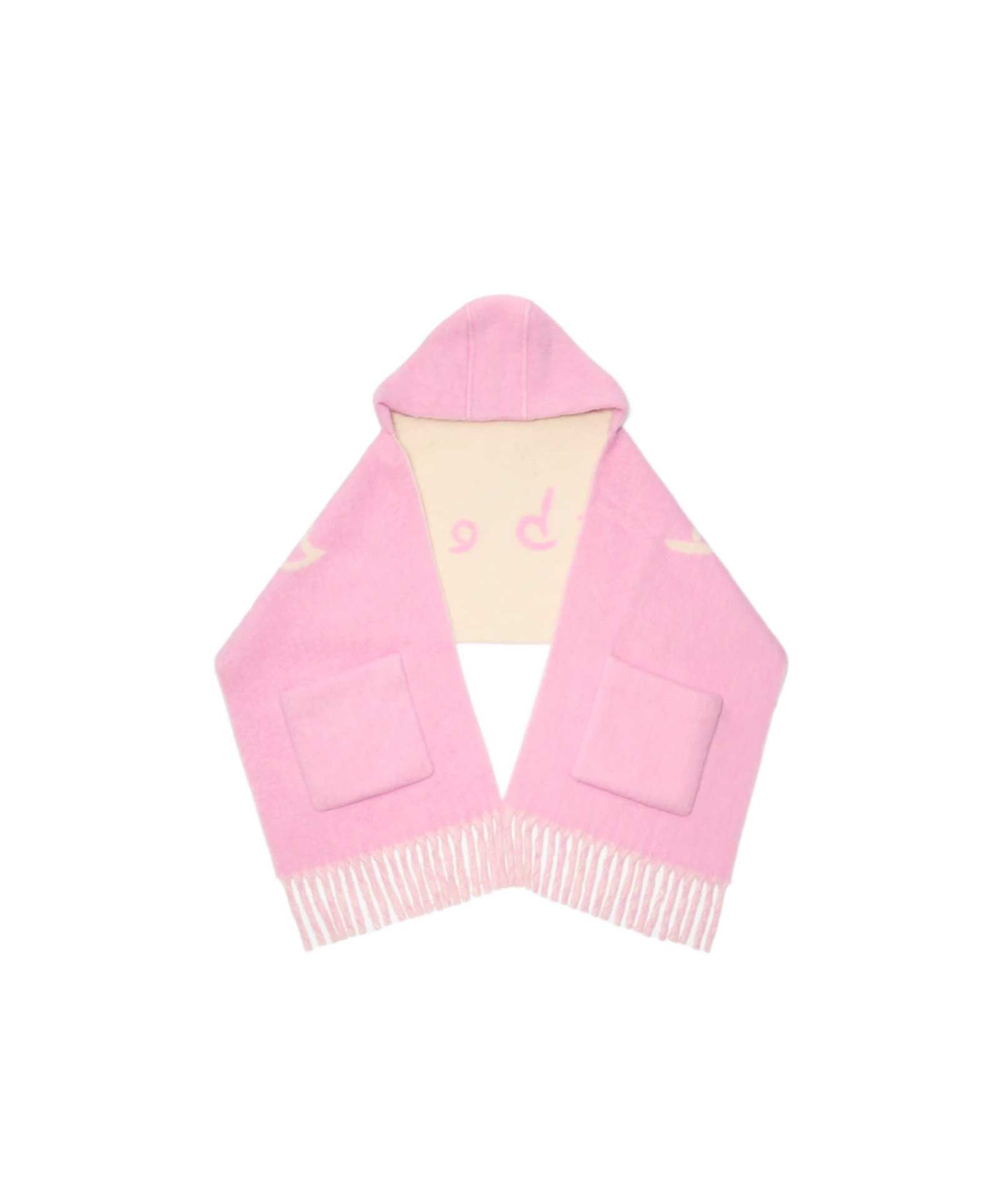 Burberry Logo Alpaca Wool Blend Hooded Scarf In Pink