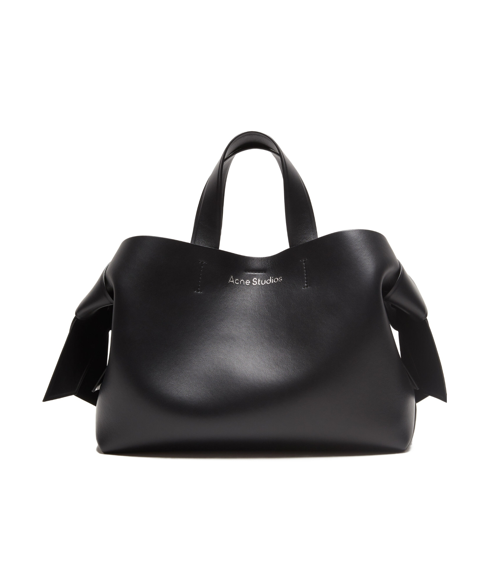 Acne Studios Musubi Knotted Leather Tote In Black