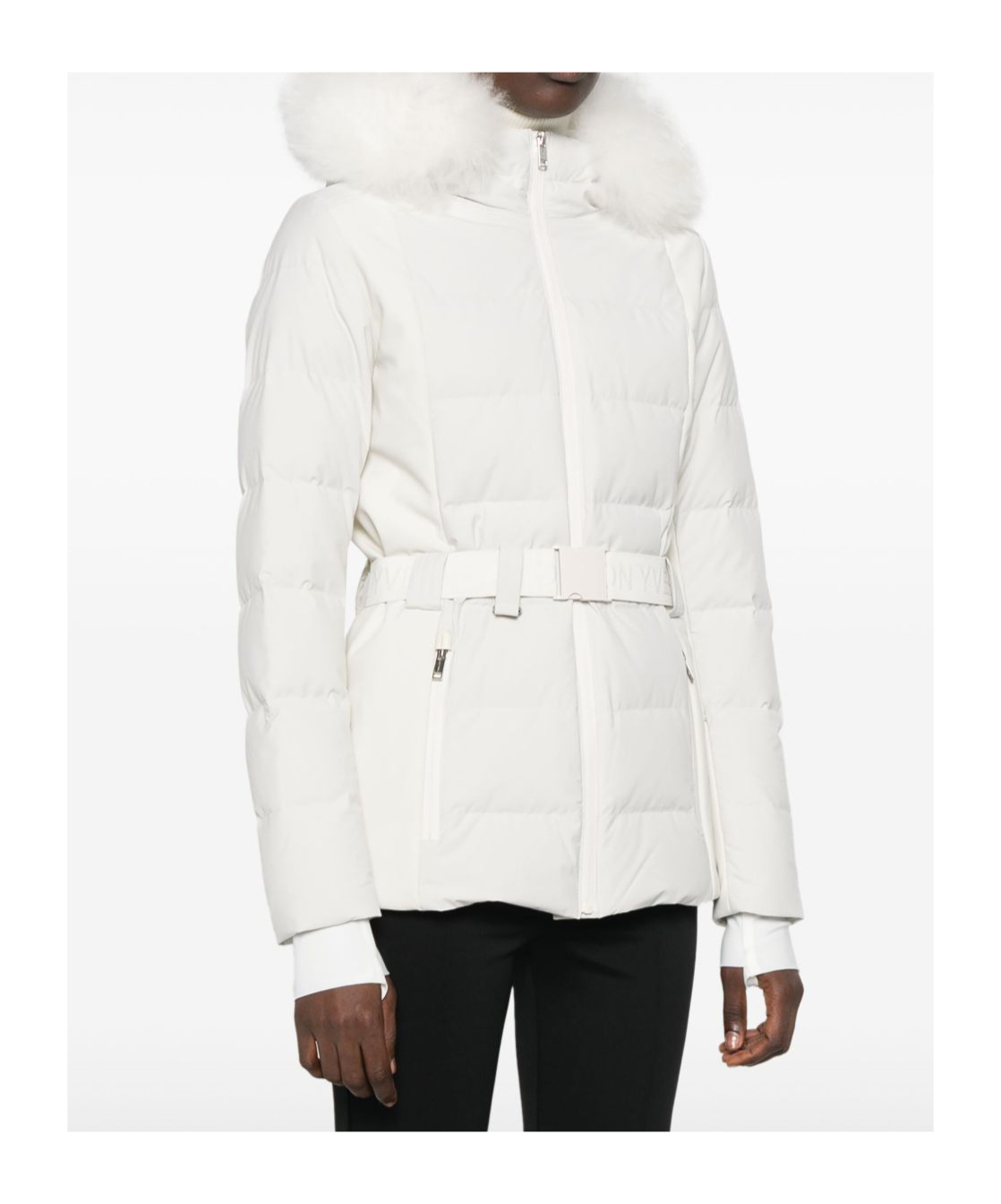 Yves Salomon Belted Ski Jacket In White
