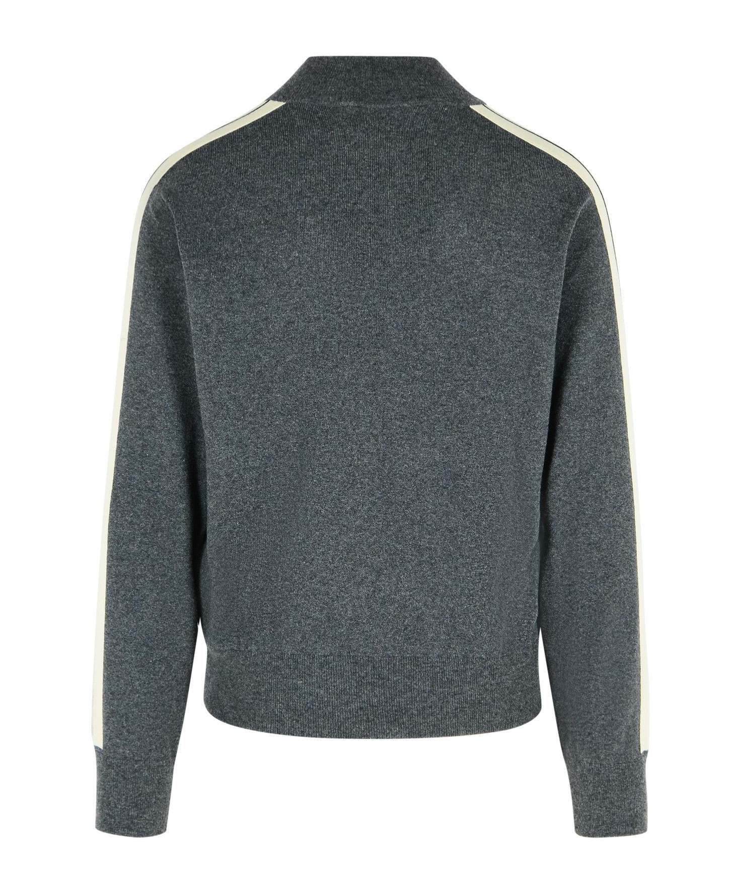 Palm Angels Grey Wool Blend Sweatshirt In Black