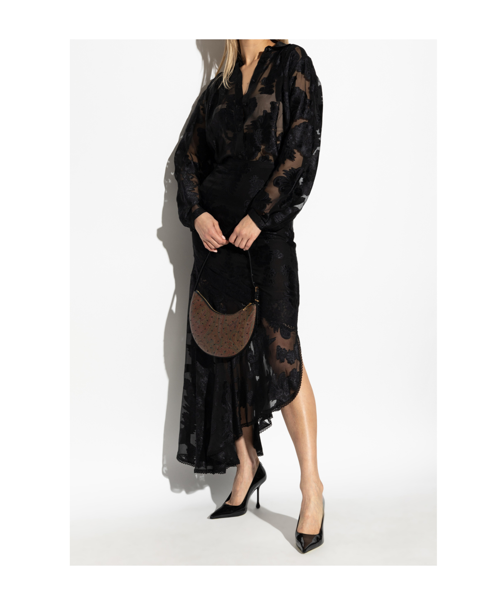 Etro Fil Coupé Chiffon Skirt In Black