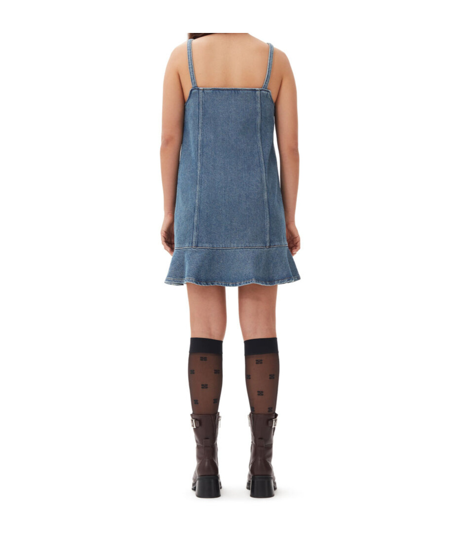 GANNI BLUE DENIM MINI DRESS