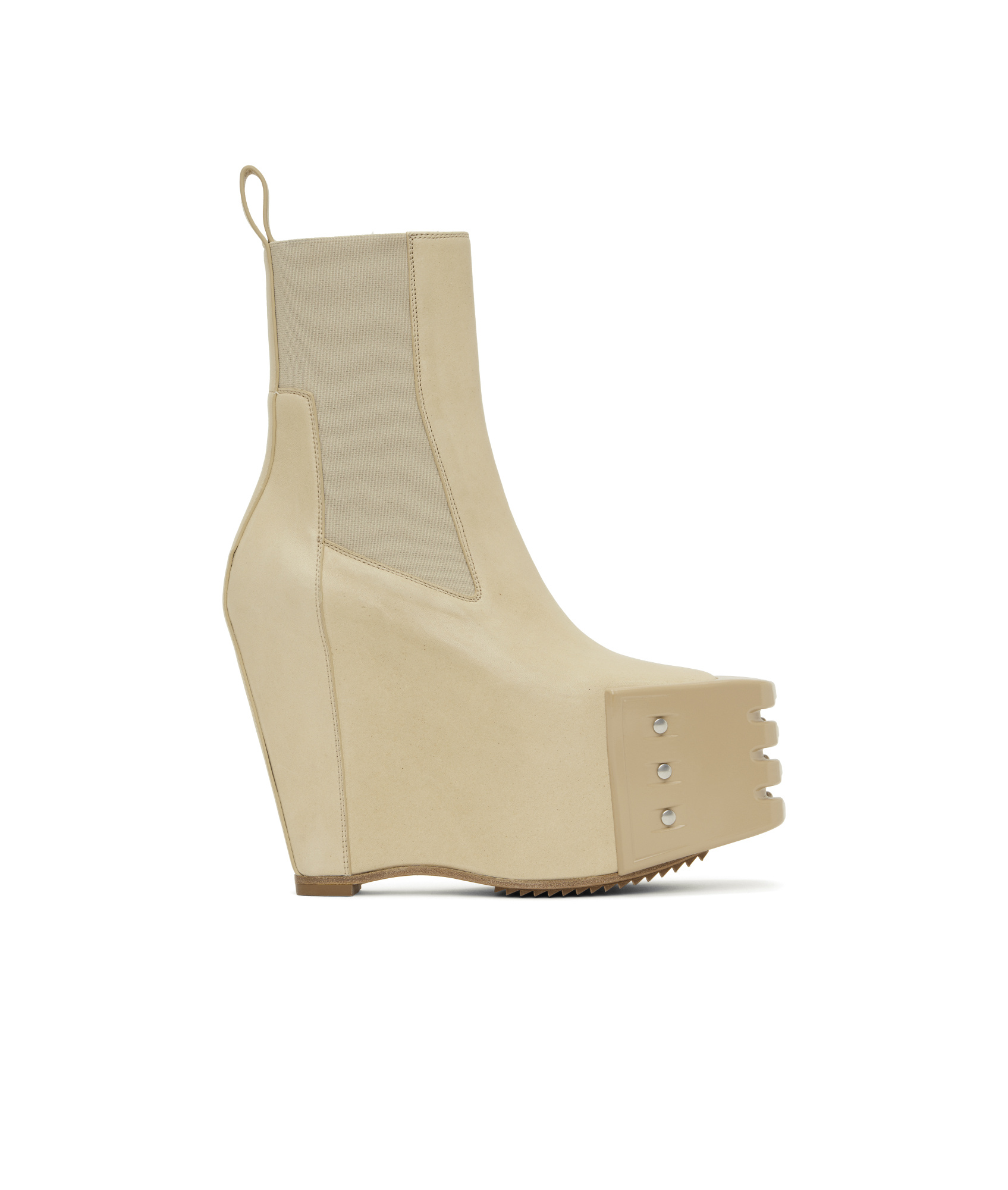 Rick Owens Beige Hollywood Grilled Wedge Beatle Chelsea Boots In Nude