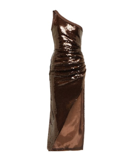 David Koma One-shoulder Sequined Midi Dress In Black