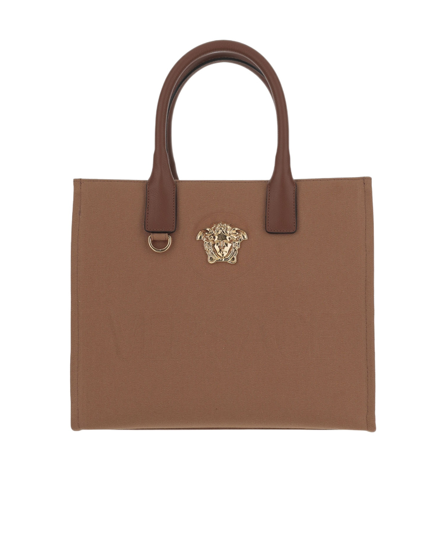 Versace Double Handle Shoulder Bag In Brown
