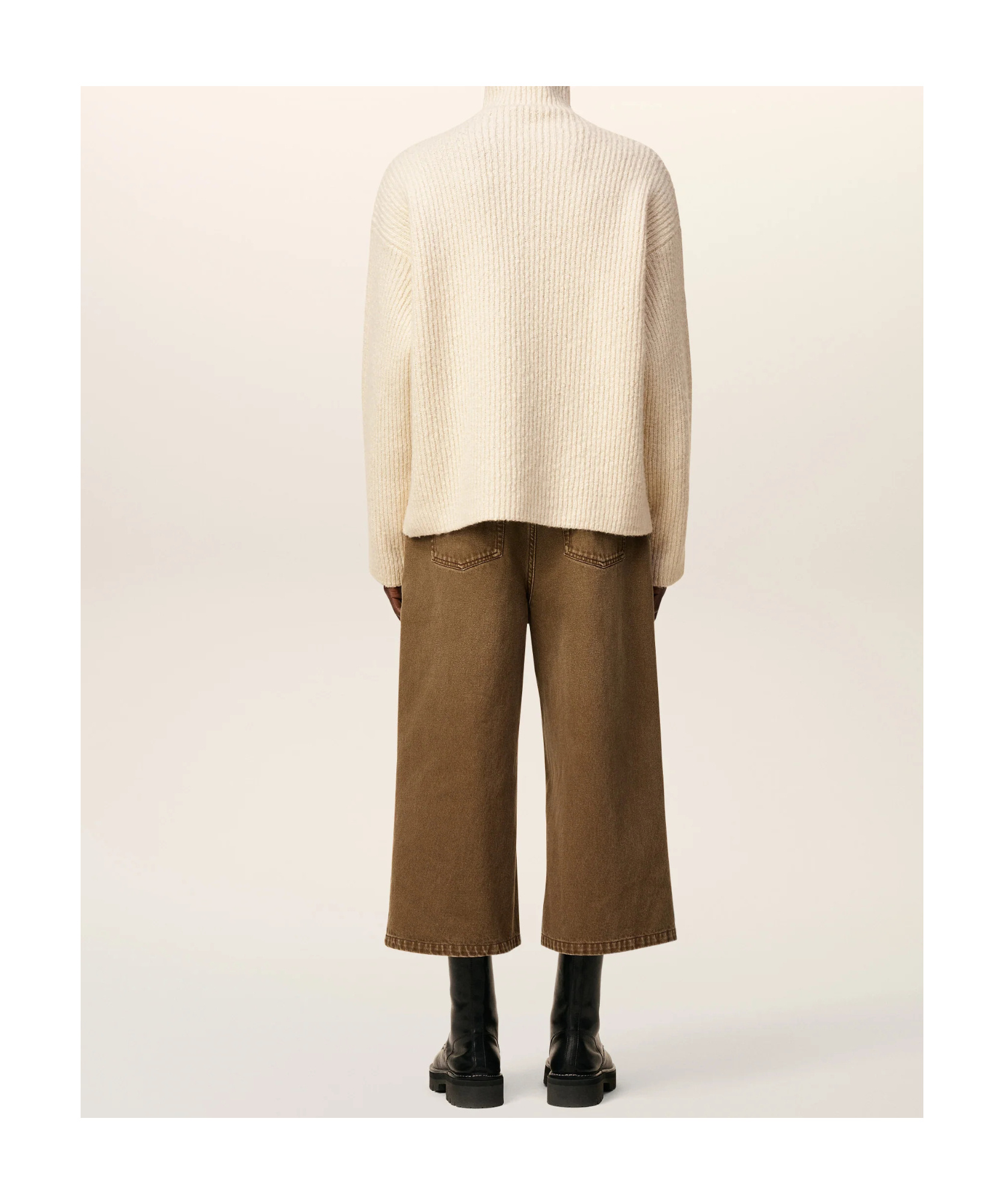 Ami Alexandre Mattiussi Merino Wool Sweater With Silhouette In Neutral