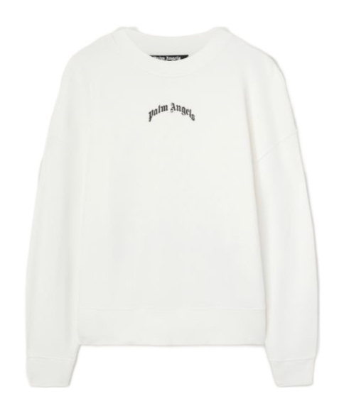 Palm Angels Relaxed Fit Knit Sweater With Bold Lettering In White