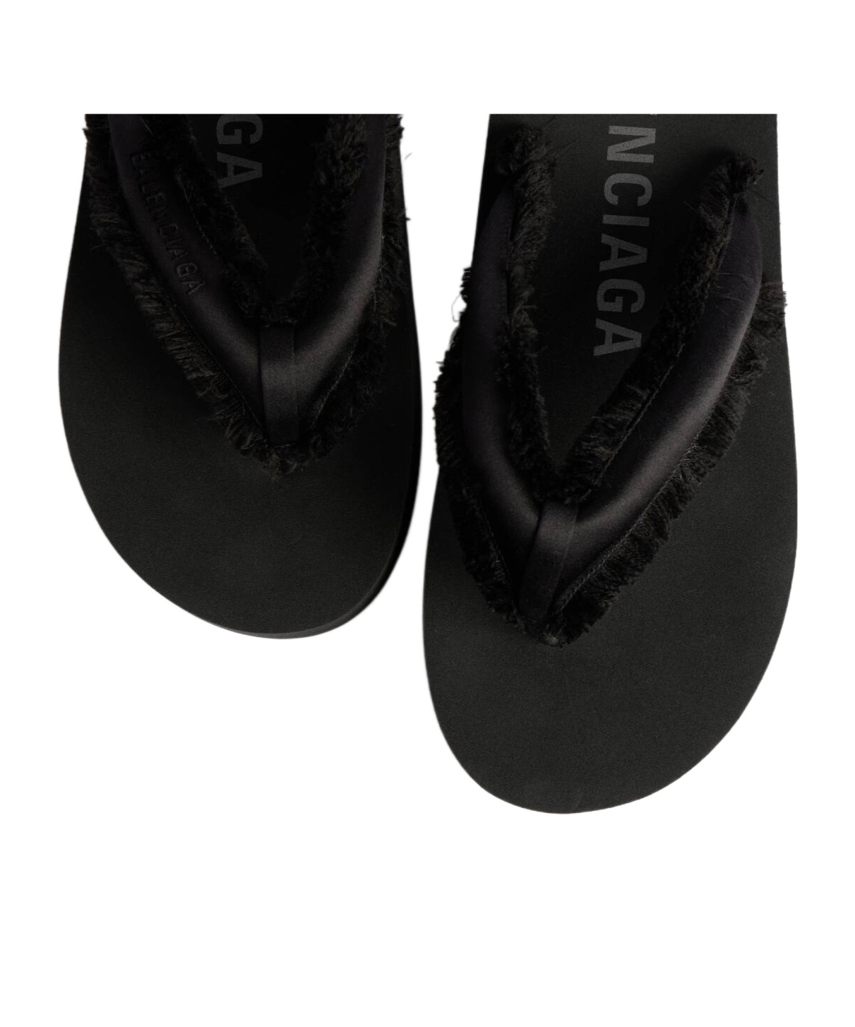 Balenciaga Fringed Strap Logo Embroidered Sandals For Women In Black