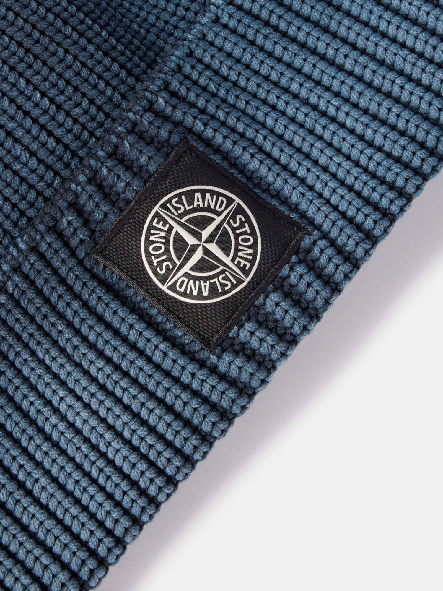Stone Island Beanie With Compass Logo Patch In Green