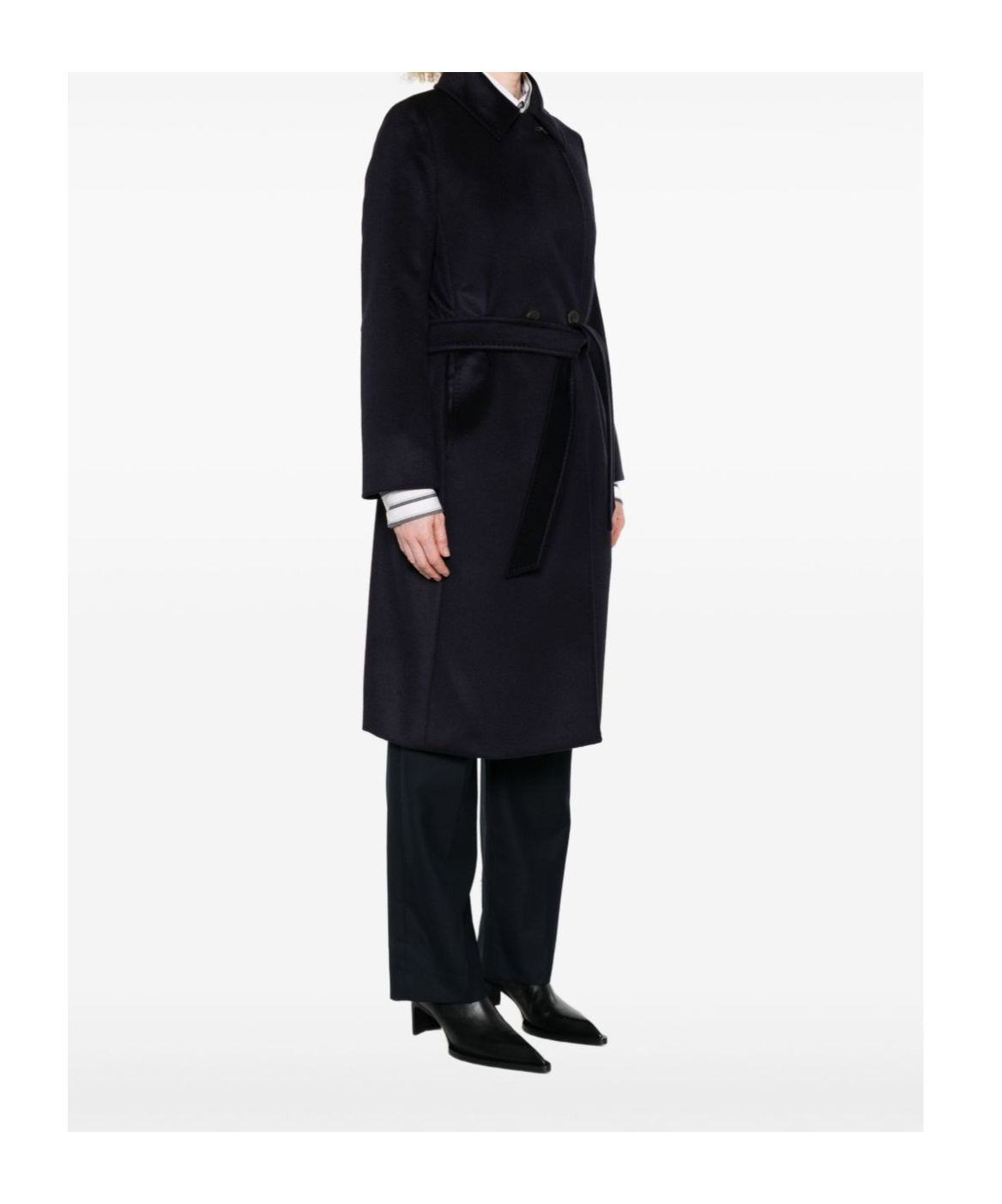 Max Mara Long-sleeved Coat In Black