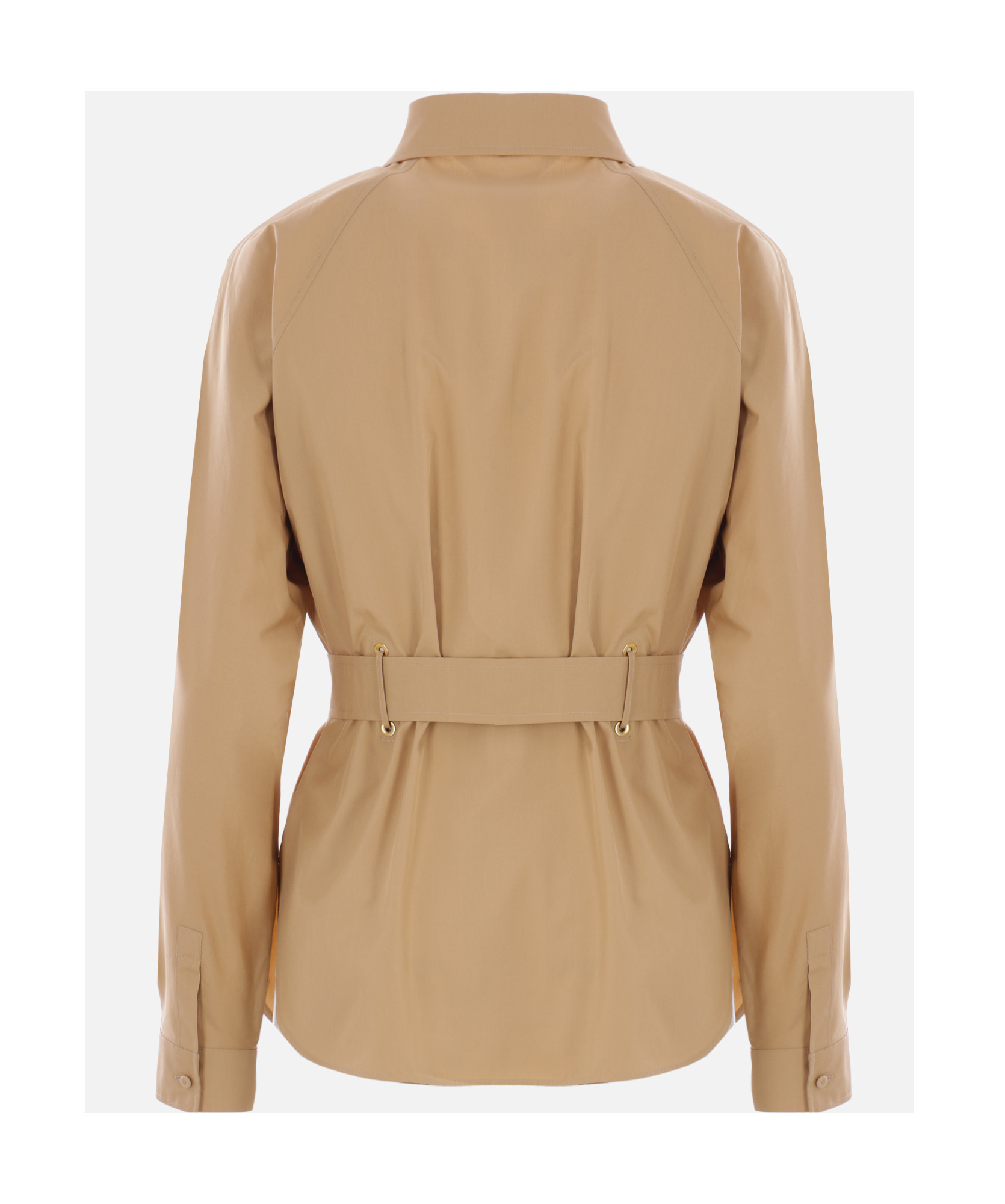 Max Mara Belted Button-up Long-sleeved Shirt In Nude