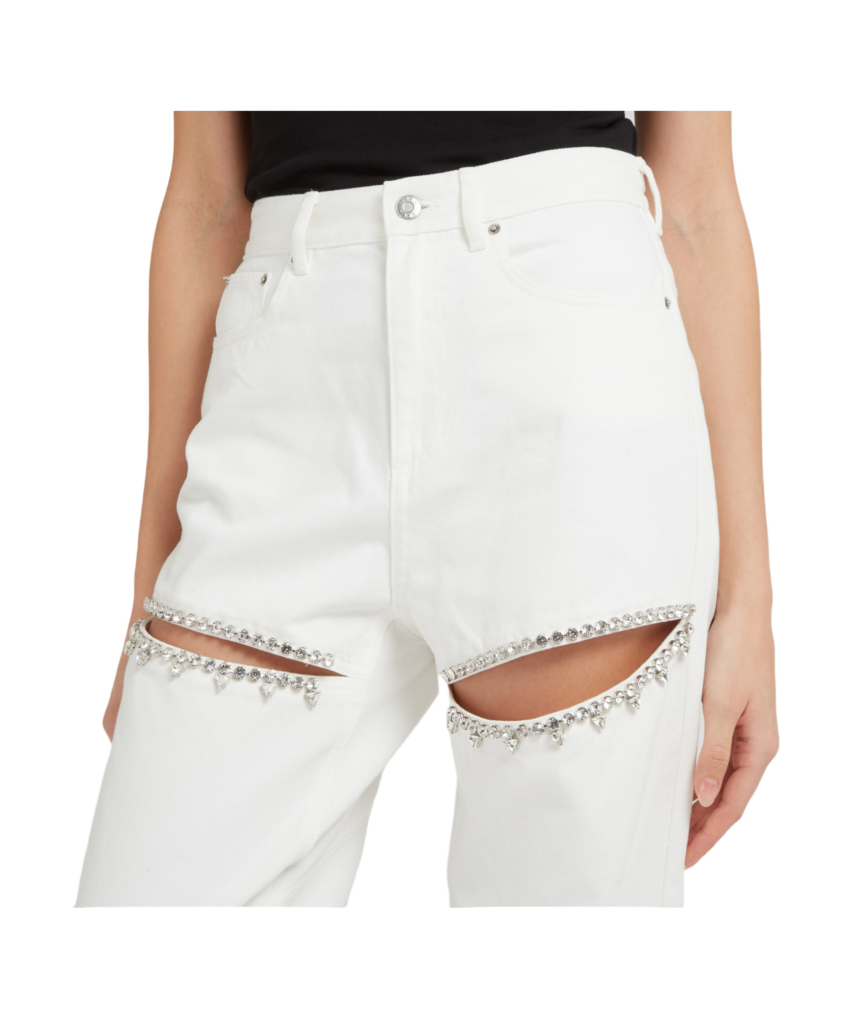 Shop Area Crystal-embellished Jeans In White