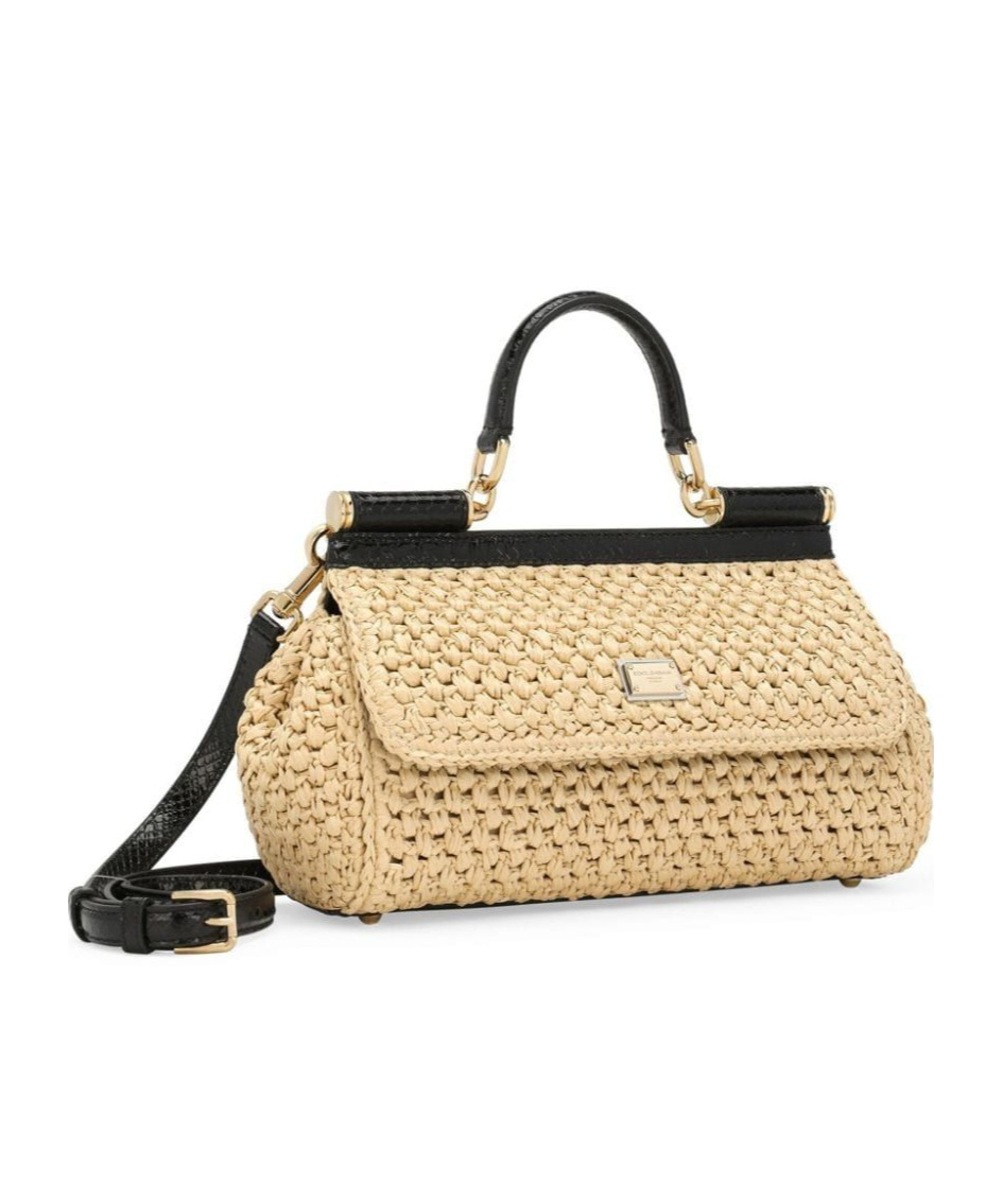 Dolce & Gabbana Elongated Sicily Interwoven Tote Bag In Nude
