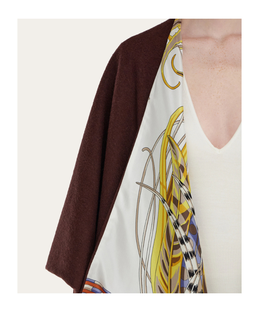 Ferragamo Brown Cape With Fringed Hem In Wool And Cashmere Woman In Brown