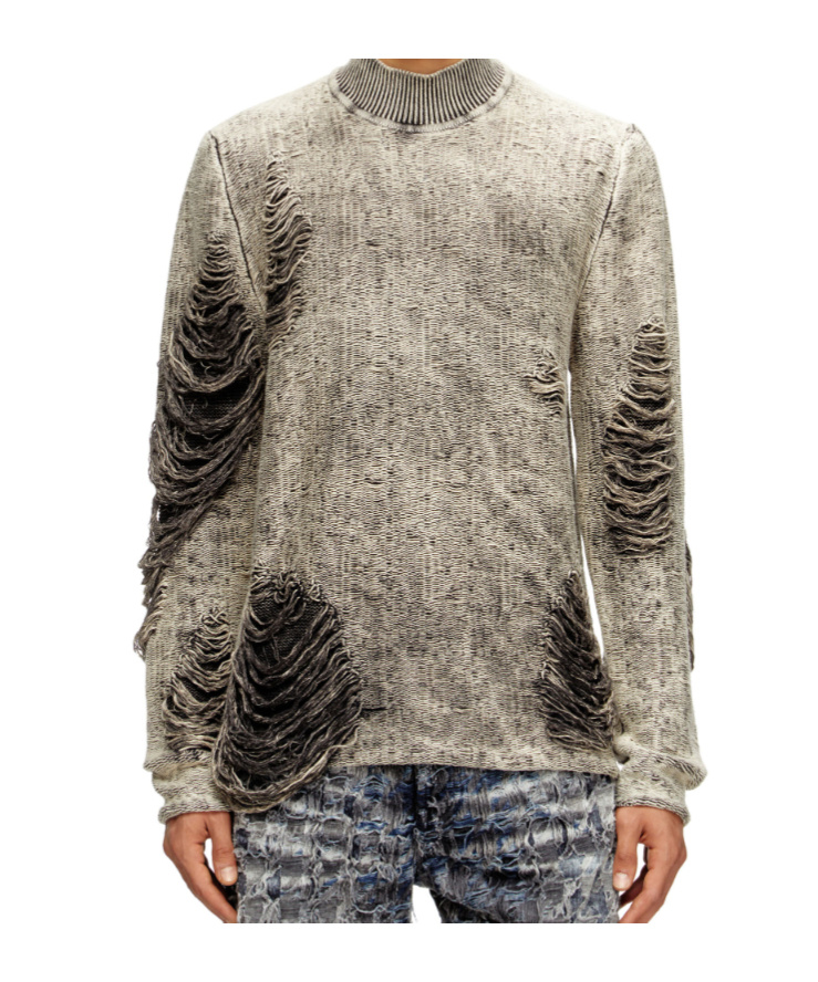 Diesel Destroyed Jumper With Floating Yarns In Multi