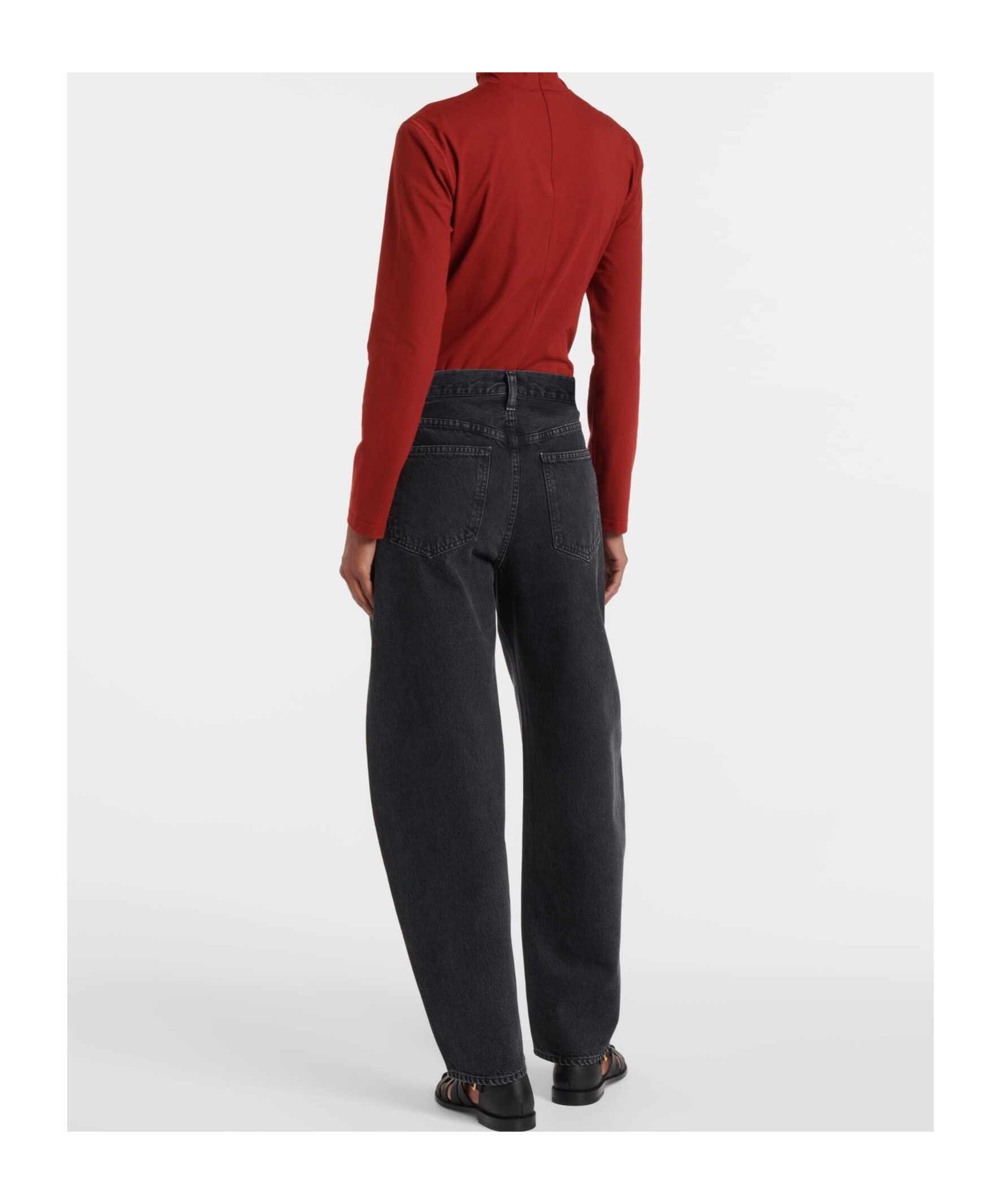 Agolde Denim Trousers With Belt Loops In Black