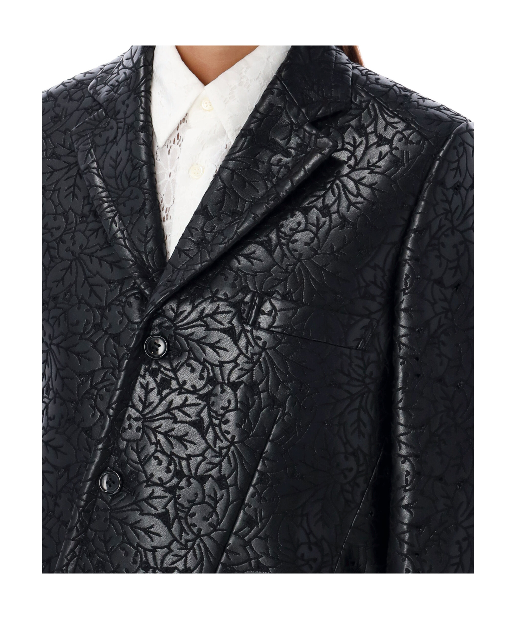Shop Comme Des Garçons Embossed Floral Pattern Suit Coat In Black