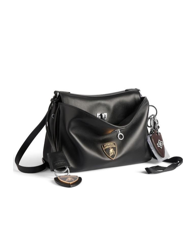 Balenciaga Black Leather Lamborghini Rodeo Shoulder Bag In Black