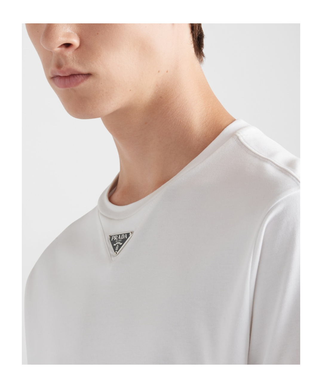 Prada Oversized White Cotton Logo T-shirt In White