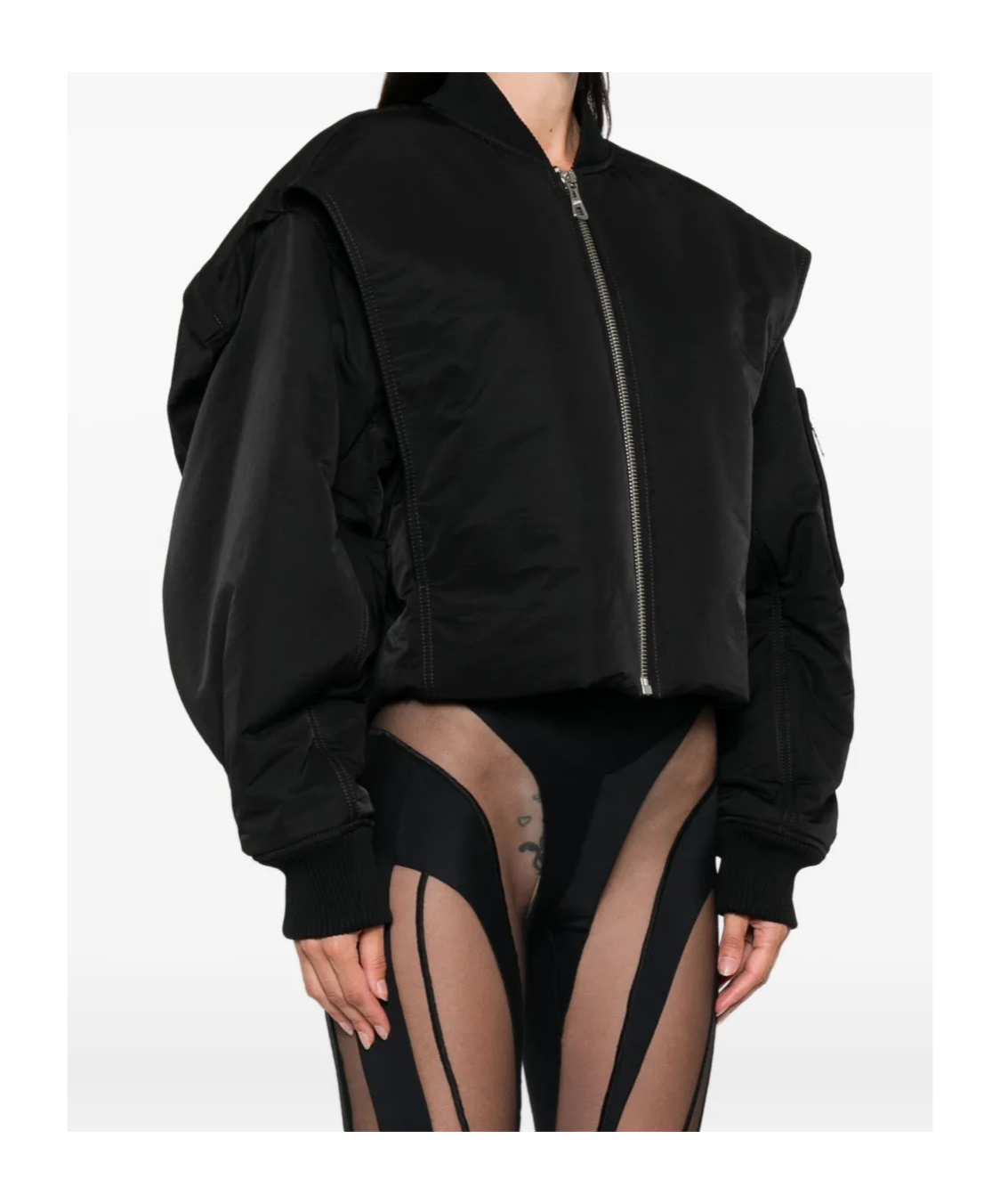 Jean Paul Gaultier Cropped Bomber With Hidden Hood Detail In Black