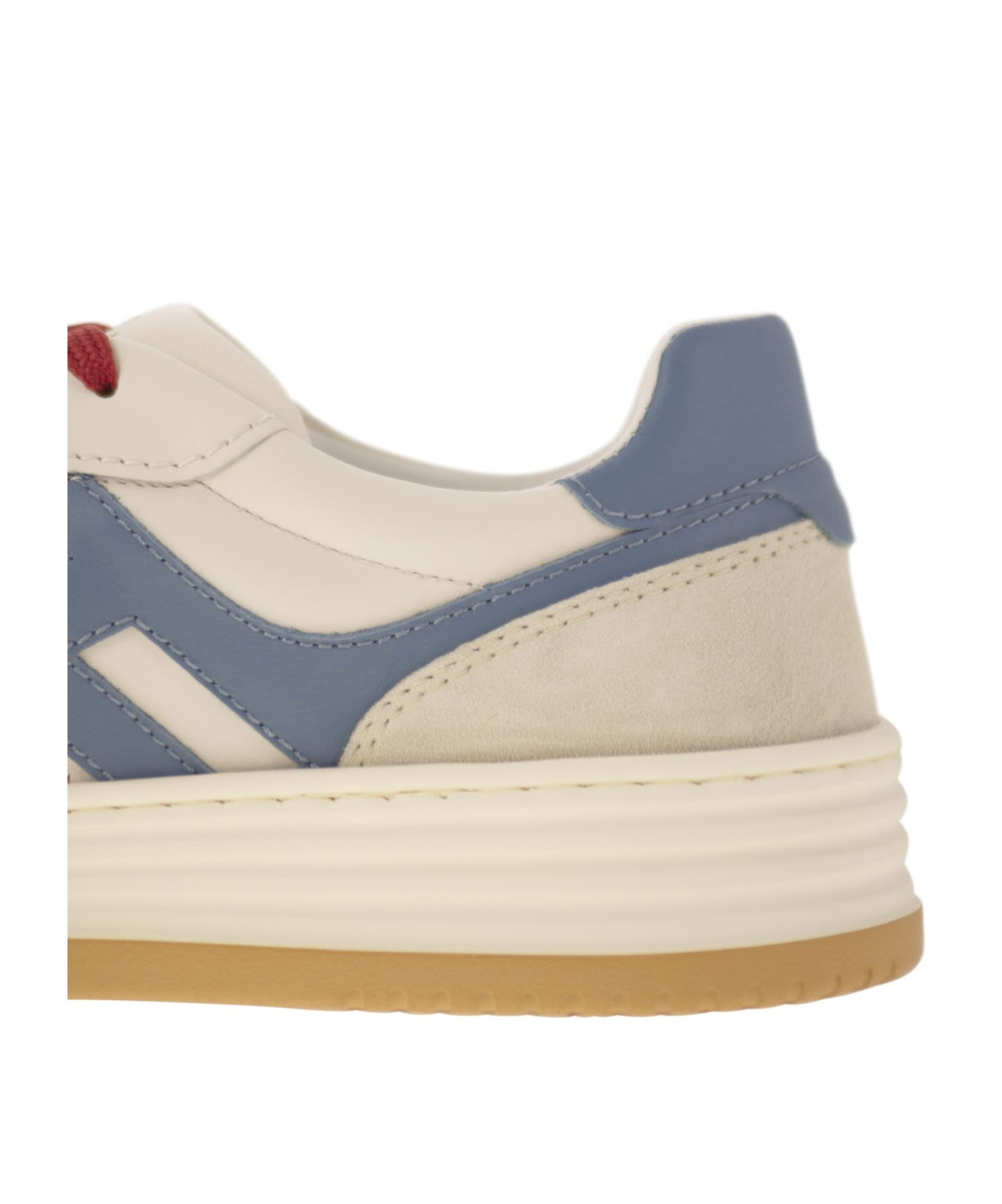Hogan Light Blue Smooth Leather And Ivory Suede H630 Sneakers In Nude