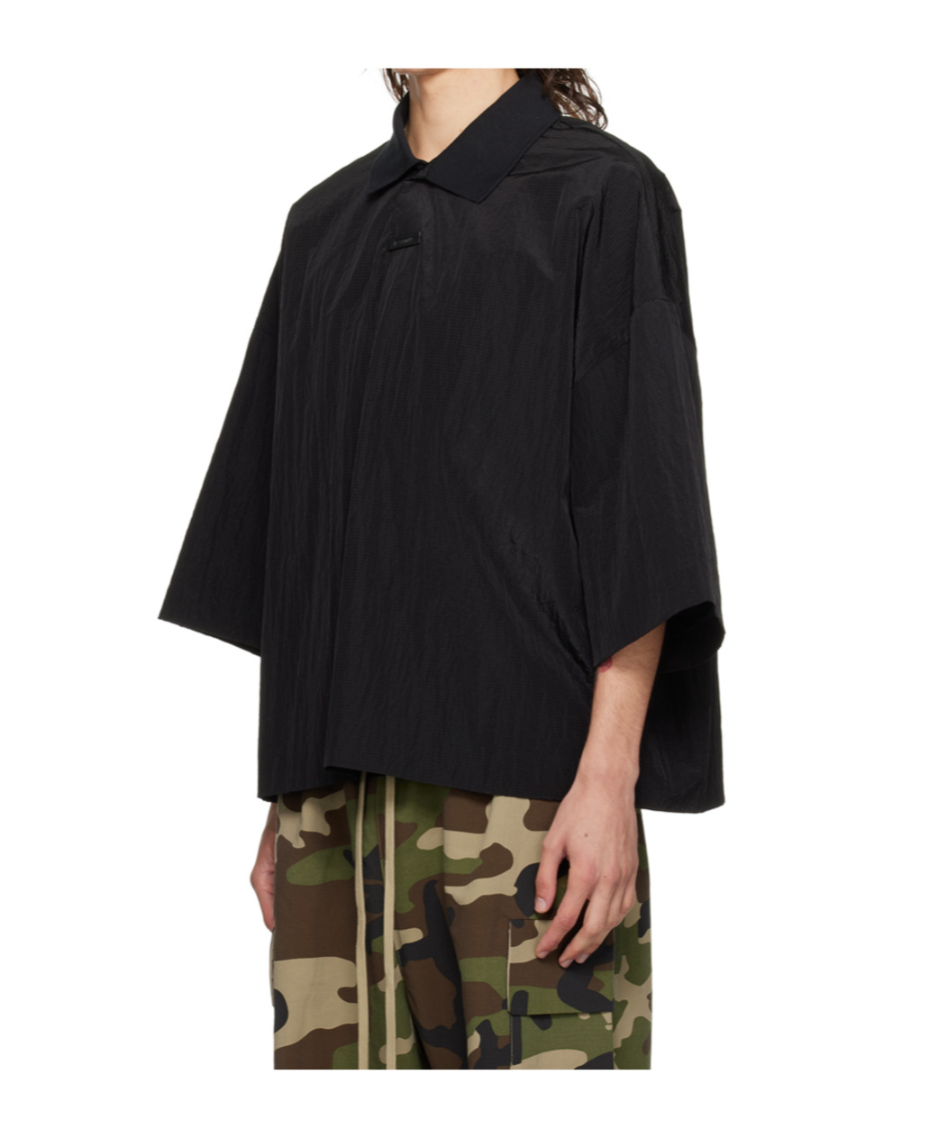 Essentials Ripstop Polo Shirt With Patches In Black