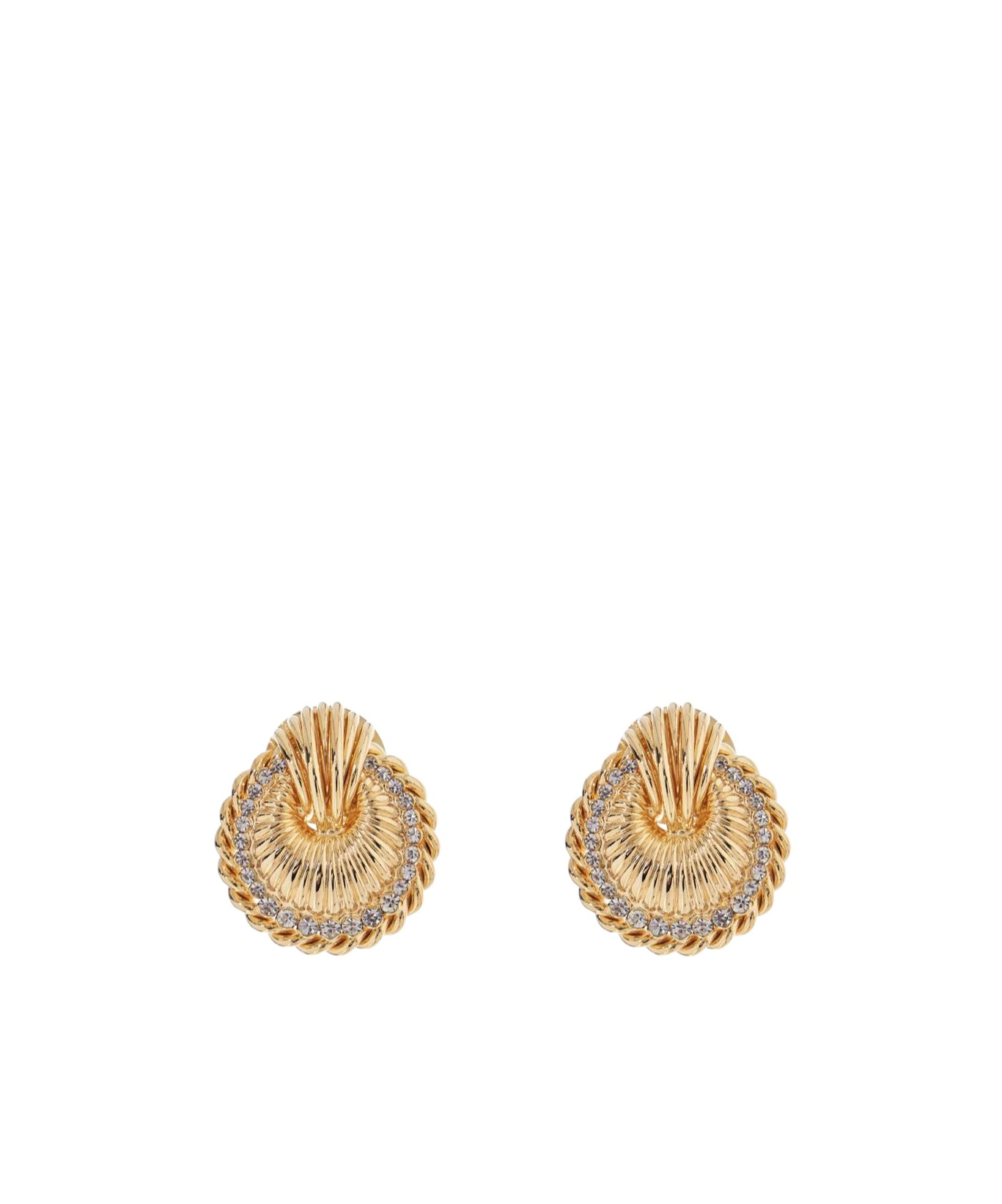 Alessandra Rich Gold Shell Earrings With Crystals In Yellow