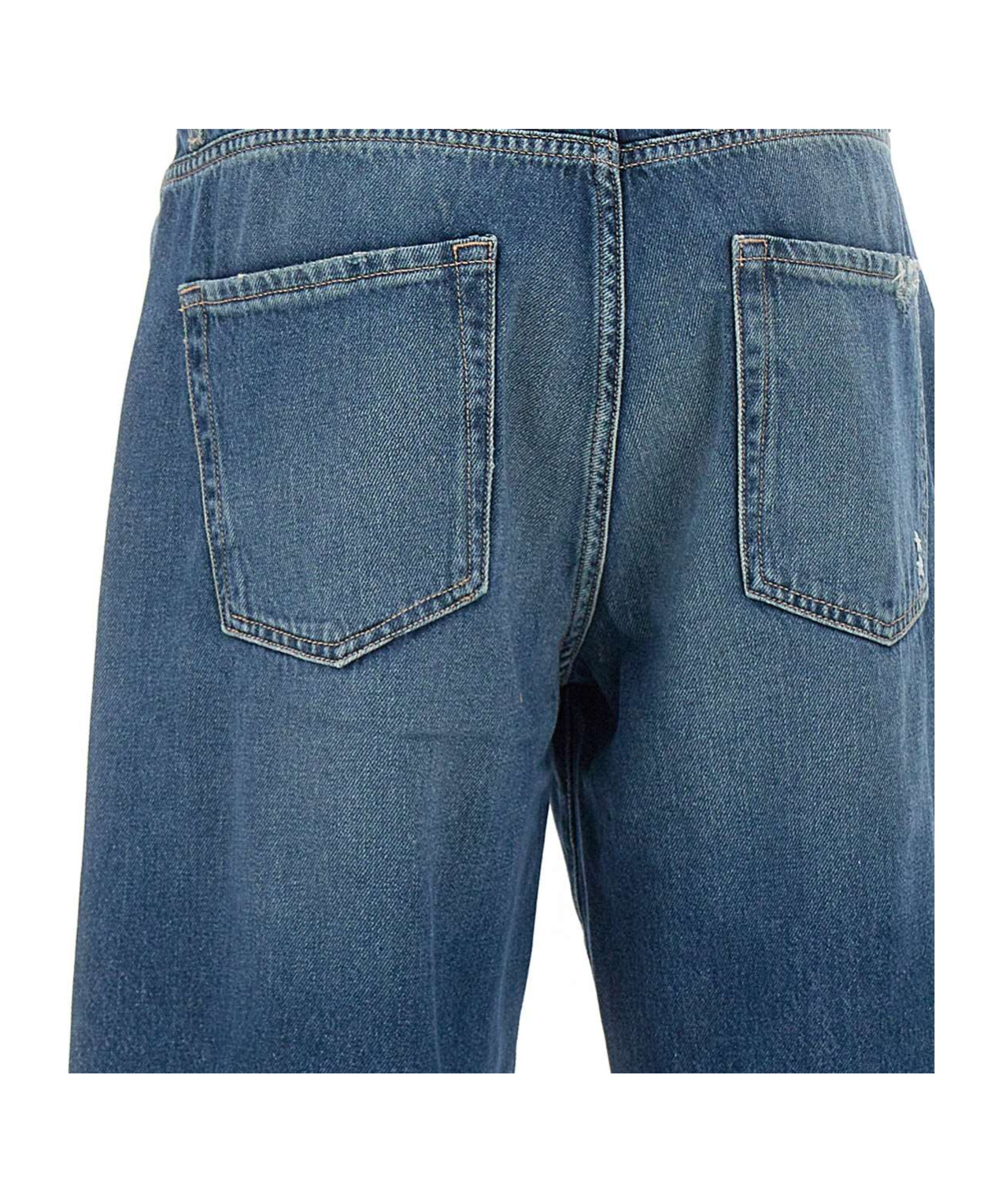 Icon Denim Poppy Blue Jeans With Medium Rise And Logo Patch On The Rear In Denim Woman