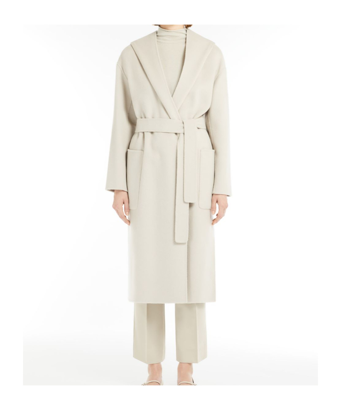 Shop Max Mara Wool Coat With Hood In White