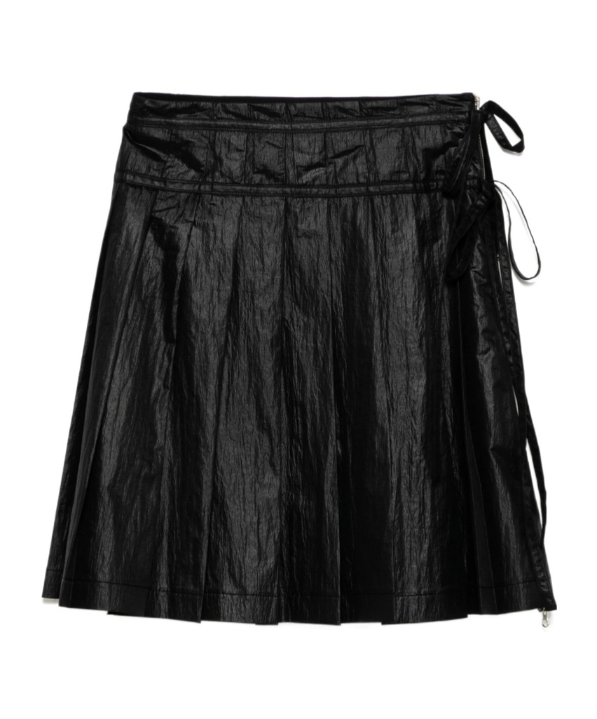 Low Classic Pleated Zipper Skirt With Adjustable Straps In Black