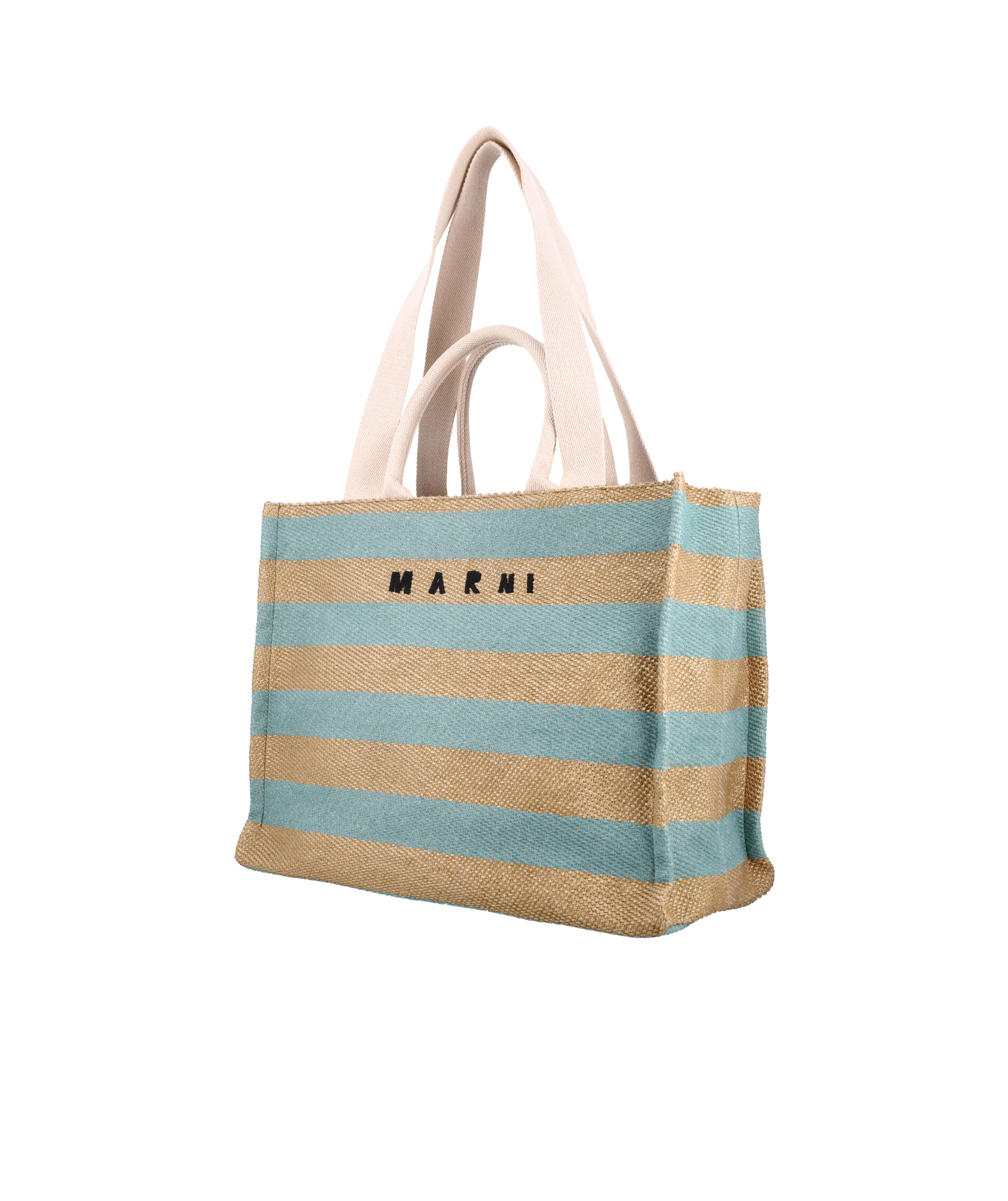 Marni Striped Dual Handle Tote Bag In Nude
