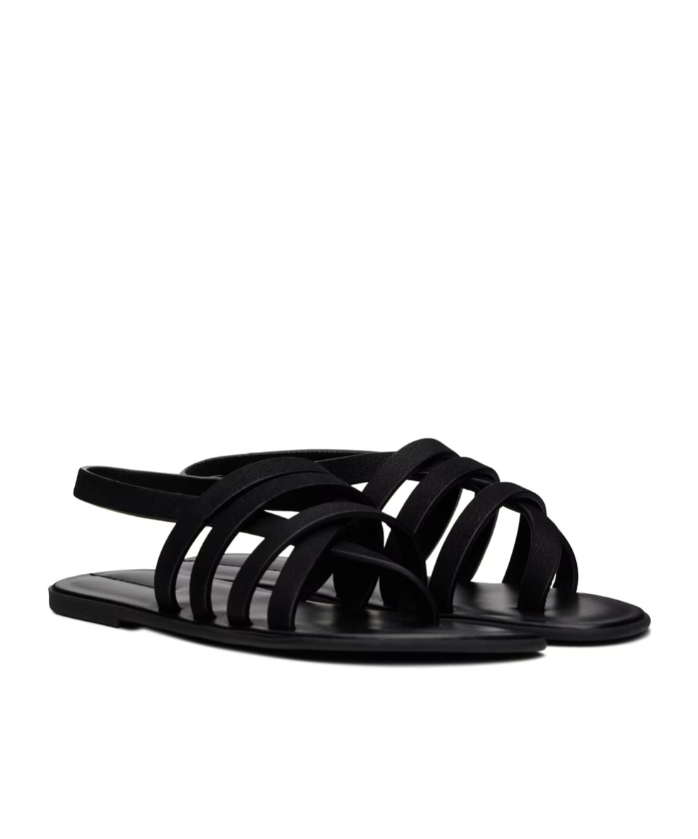 The Row Line Flat Sandals In Black