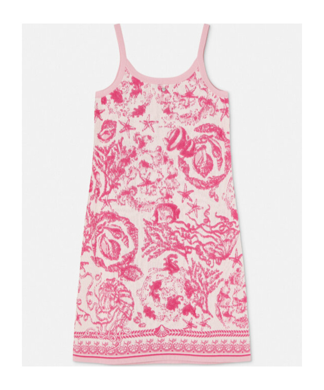 Versace Pink Underwater Barocco A-line Knit Minidress In Pink
