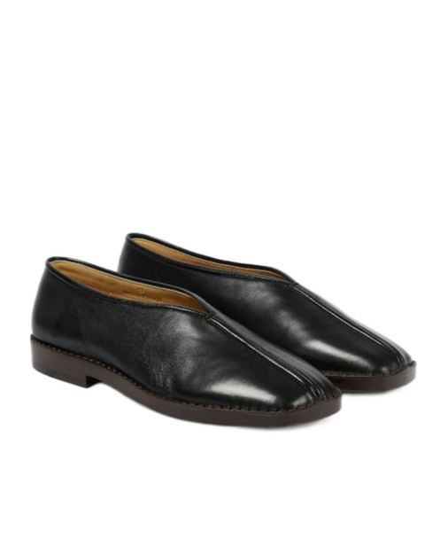 Lemaire Piped Leather Loafers In Black
