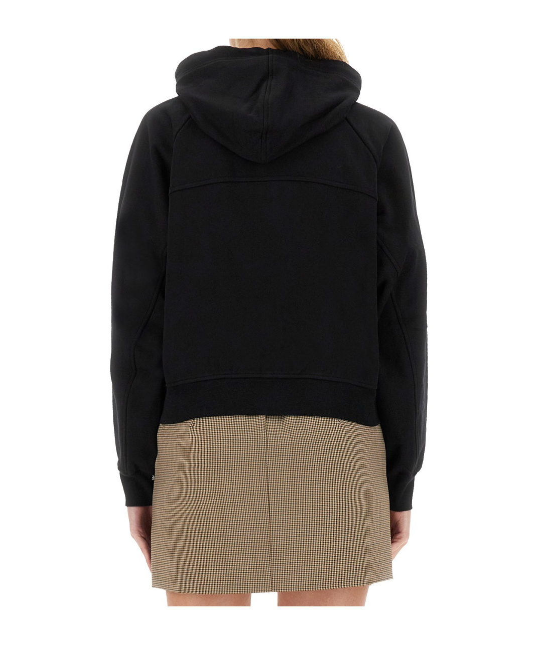 Vivienne Westwood Cropped Black Hoodie With Zipper Closure And Ribbed Details In Brown