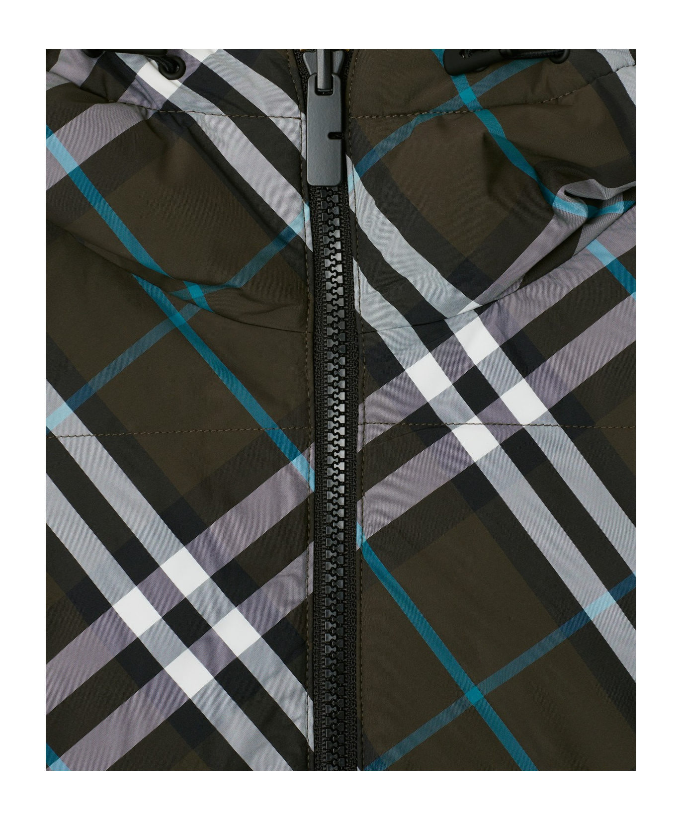 Burberry Multicolorreversible Down Jacket With All-over Check Motiv In Tech Fabric Man In Black