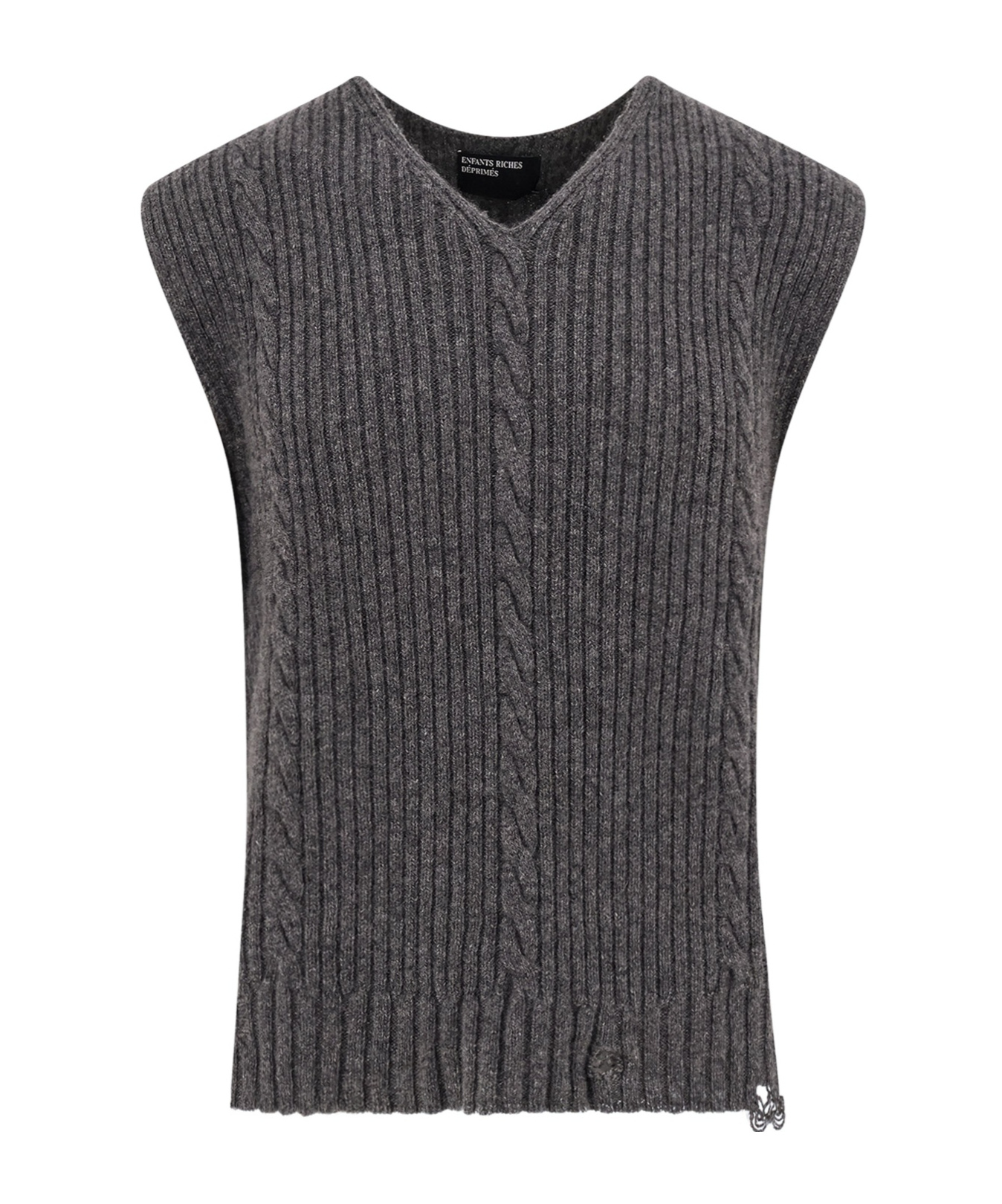 Enfants Riches Deprimes Cachemere Vest With Destroyed Effect In Gray