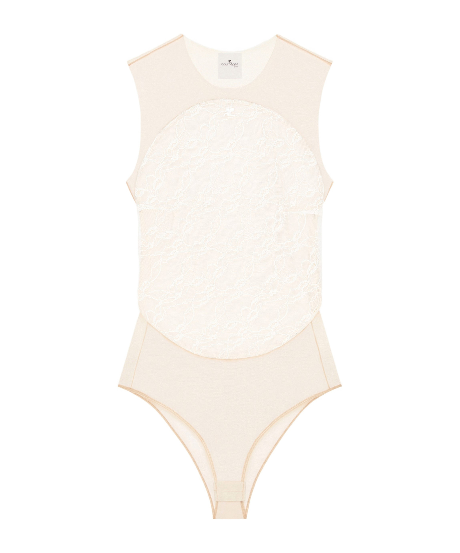 Courrèges Illusion Circle Lace Bodysuit In Neutral