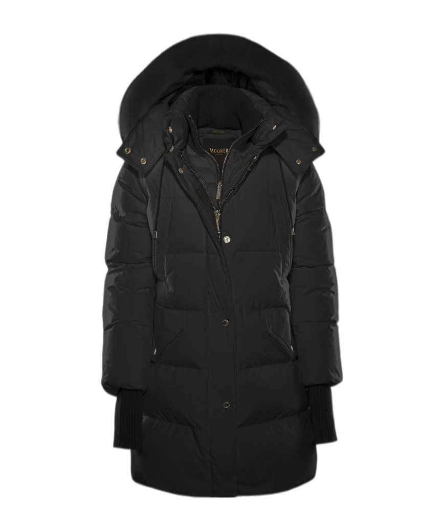 Moorer Hooded Technical Coat In Black