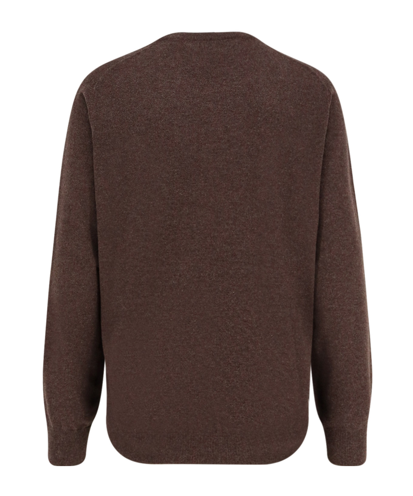 Brunello Cucinelli Cashmere Crew-neck Sweater Ribbed Finish In Brown