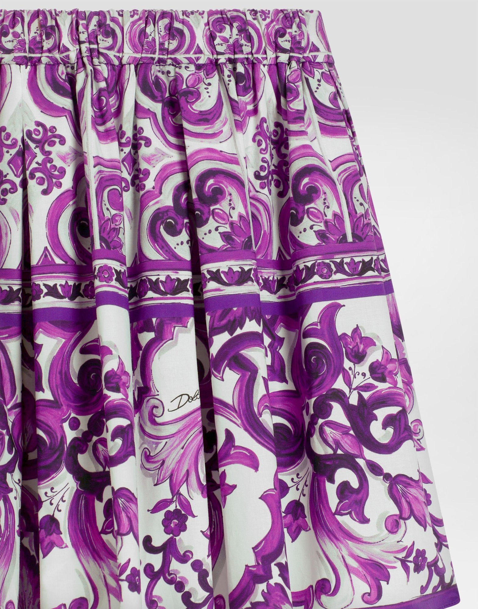 Dolce & Gabbana Graphic-print Cotton Skirt In Purple