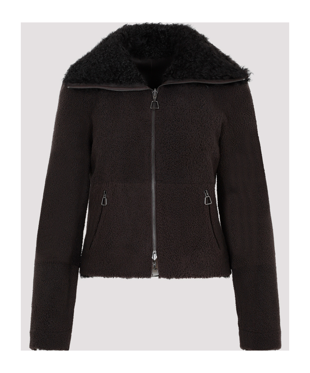 Shop Akris Shearling-collar Leather Jacket In Black