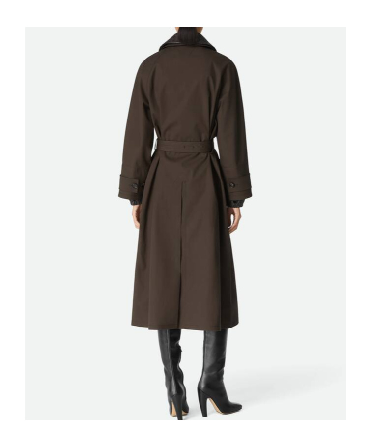 Bottega Veneta Cotton Trench Coat In Brown