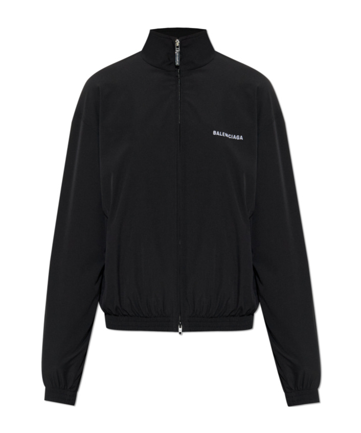 Balenciaga Logo-embroidered Elastic-cuffed Jacket In Black