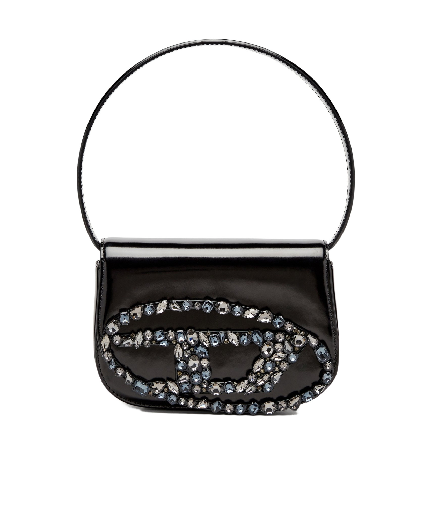 Diesel Iconic Shoulder Bag In Mirror Leather In Black