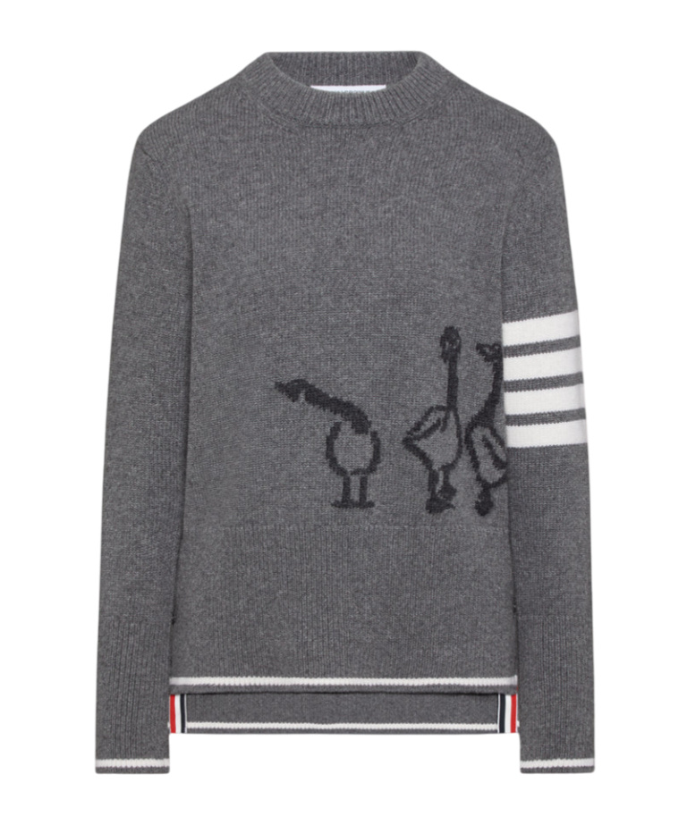 Thom Browne Geese Intarsia Boxy Virgin Wool Crewneck Sweater