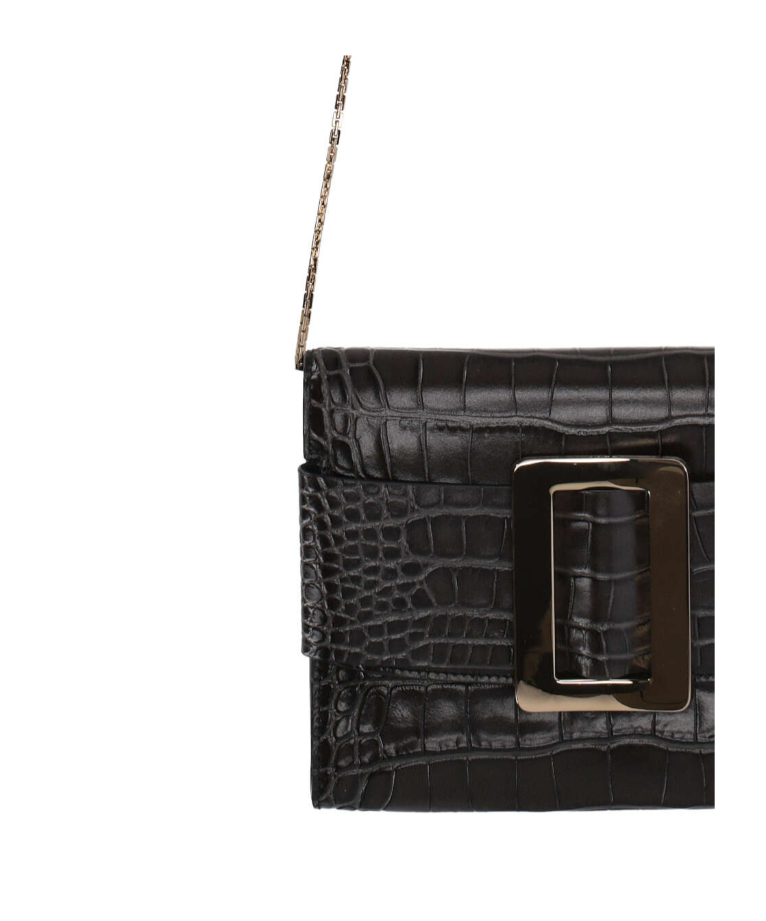 Boyy Buckle Travel Case Croco Embossed Leather Clutch Bag In Black