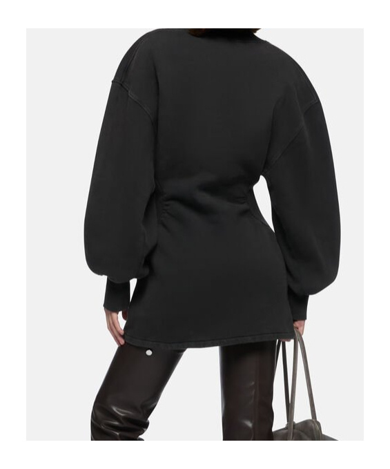 Attico V-neck Mini Dress With Embossed Logo In Black