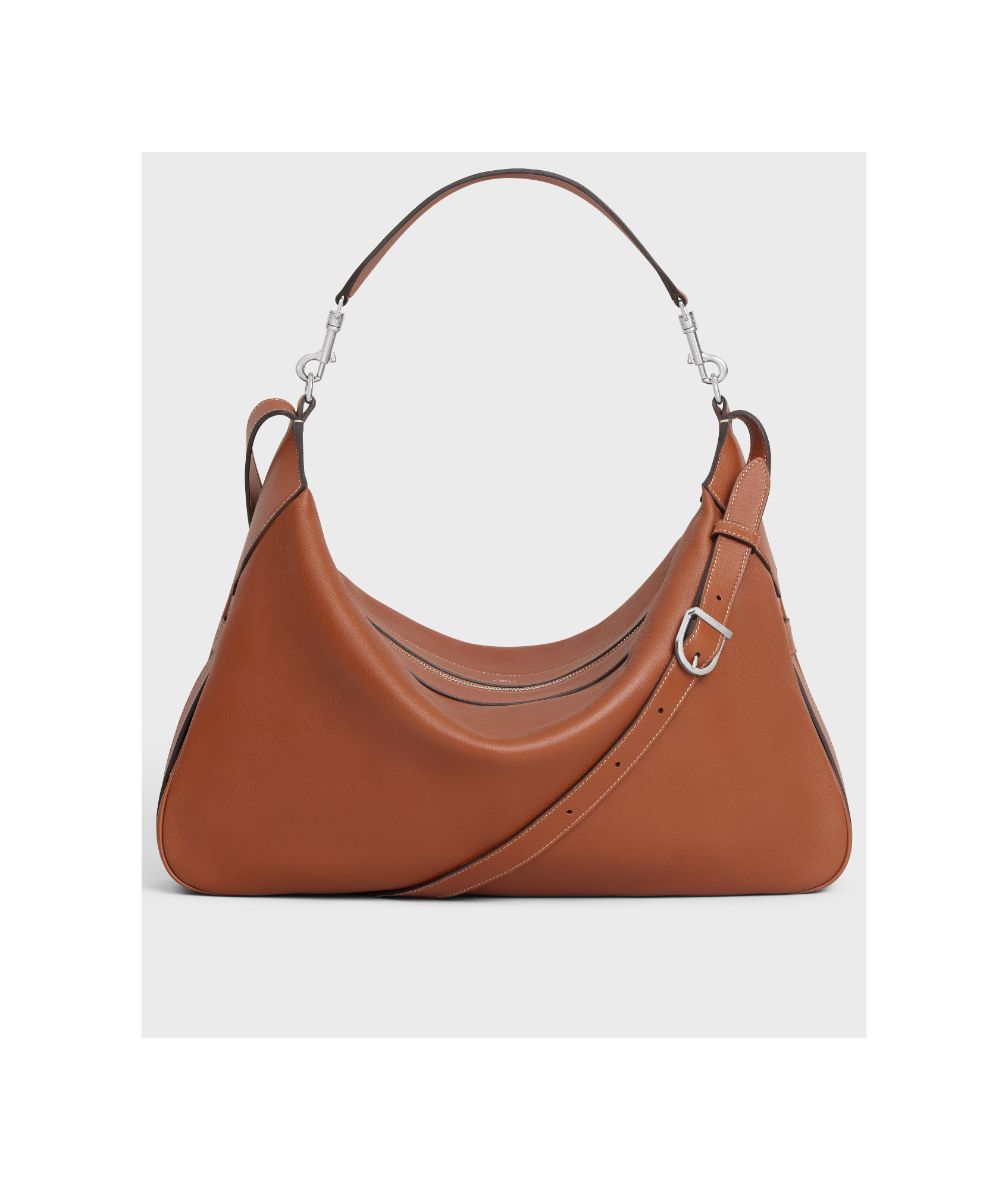Celine Large Strap Romy In Supple Grained Calfskin In Brown