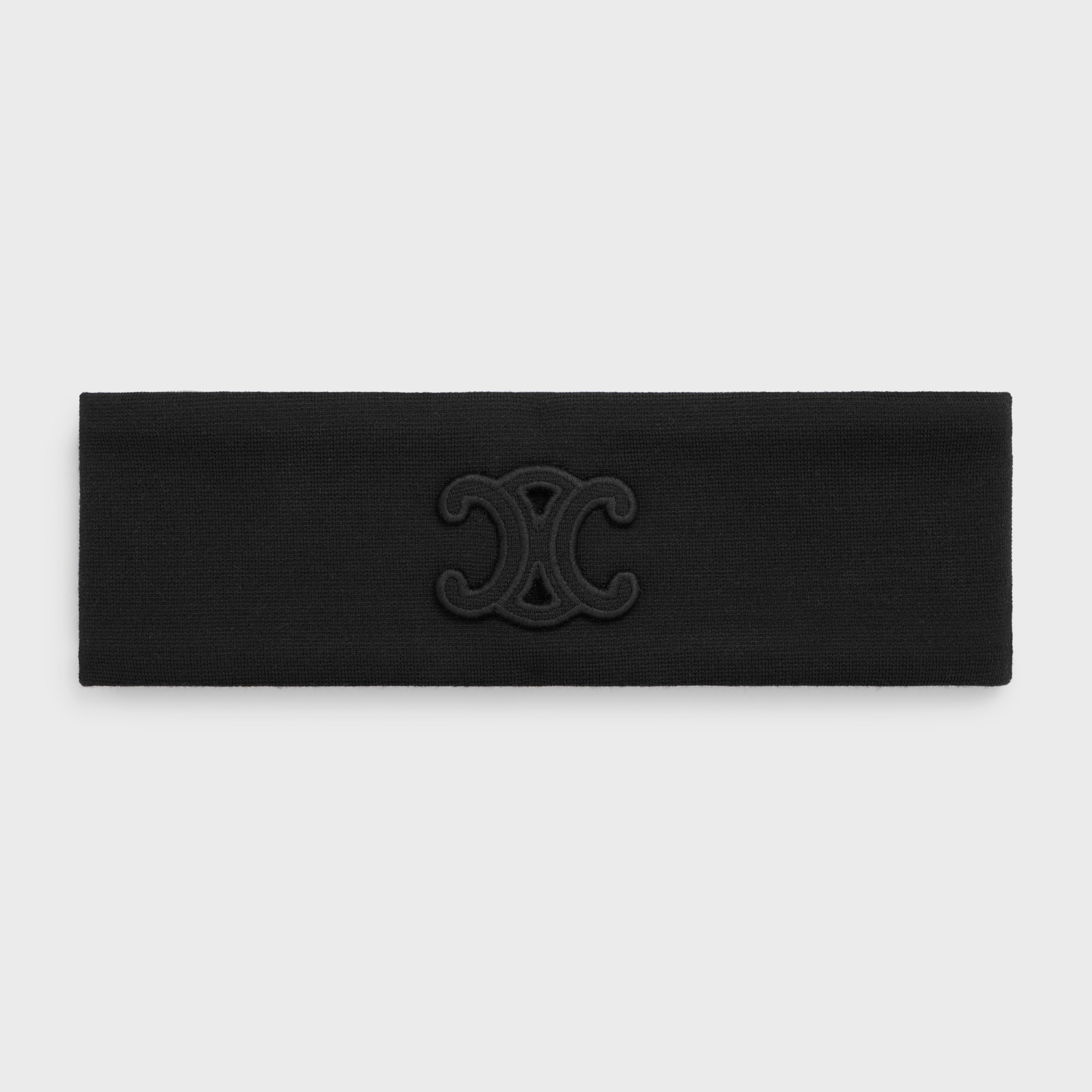 Celine Triomphe-patch Wool Headband In Black